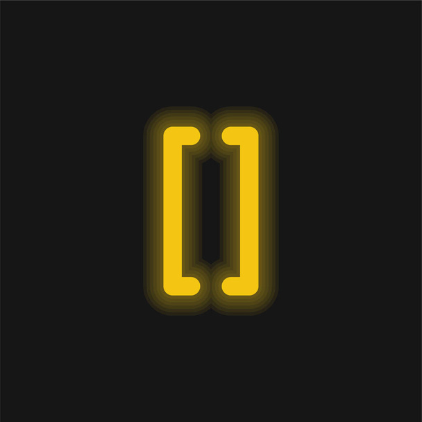 Группа скобок Символ жёлтый светящийся неоновый значок - Вектор,изображение