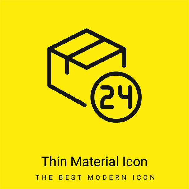 24 Horas mínimo icono de material amarillo brillante - Vector, Imagen