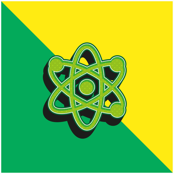 Atom Green и желтый современный 3d векторный логотип - Вектор,изображение