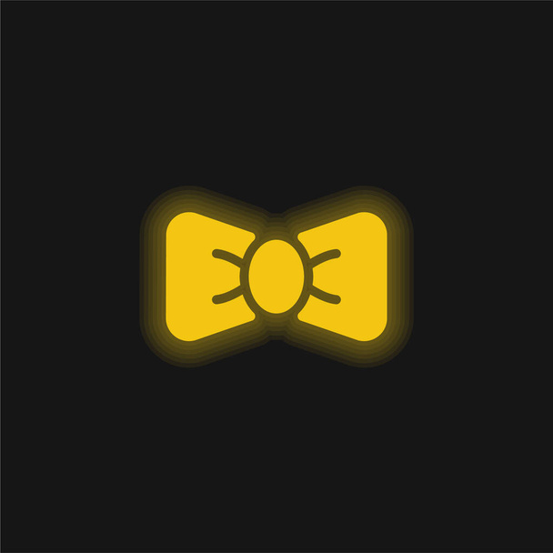 Bow Nyakkendő sárga izzó neon ikon - Vektor, kép