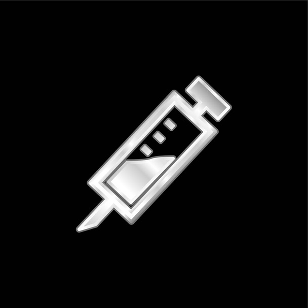 Érzéstelenítés Fogorvos Injekció Diagonális szimbólum ezüsttel bevont fémes ikon - Vektor, kép