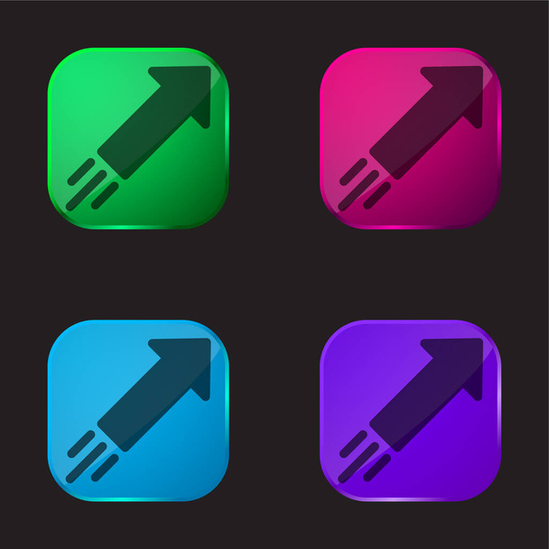 Arrow four color glass button icon - Vector, Image