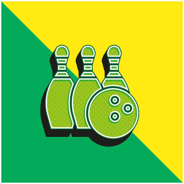 Bowling Logo vectoriel 3D moderne vert et jaune - Vecteur, image