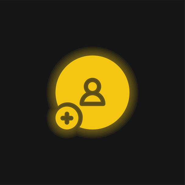 Añadir Friend amarillo brillante icono de neón - Vector, Imagen