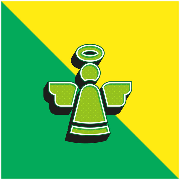 Angel Groen en geel modern 3D vector icoon logo - Vector, afbeelding