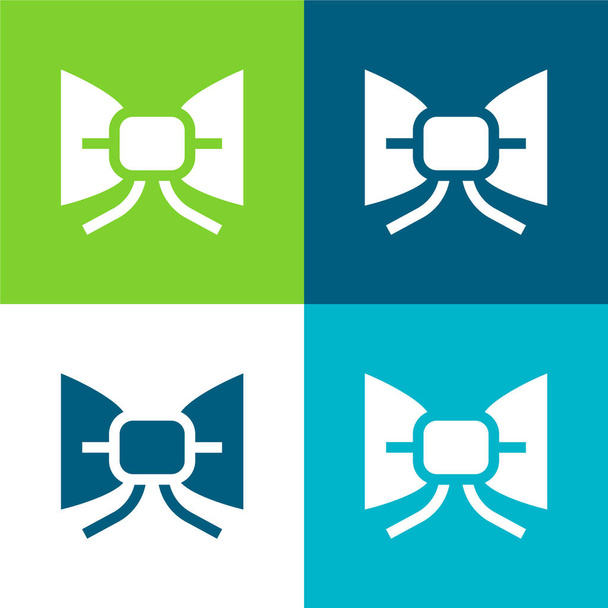 Bow Tie Flat čtyři barvy minimální ikona nastavena - Vektor, obrázek