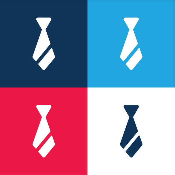 Accessory blue and red four color minimal icon set - Vector, Image