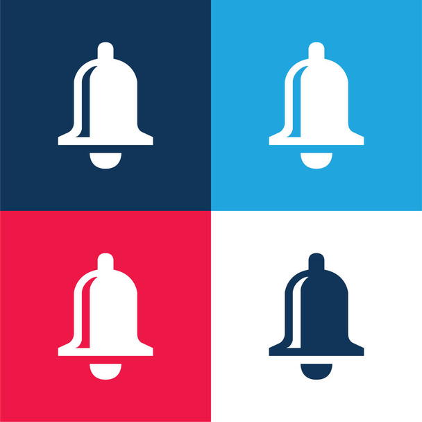 Bell modrá a červená čtyři barvy minimální ikona nastavena - Vektor, obrázek