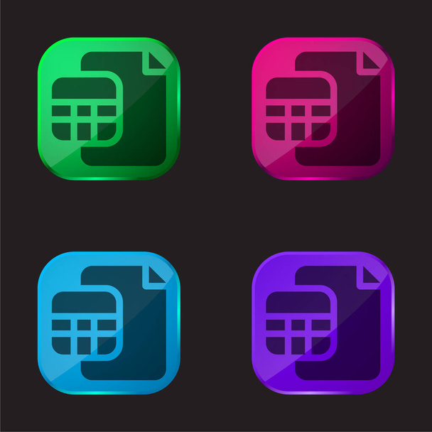 Comptes quatre icône de bouton en verre de couleur - Vecteur, image