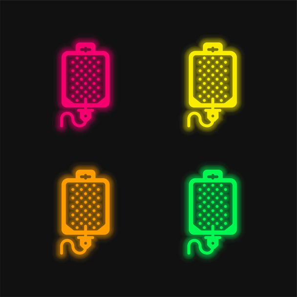 Blood Transfusion four color glowing neon vector icon - Vector, Image