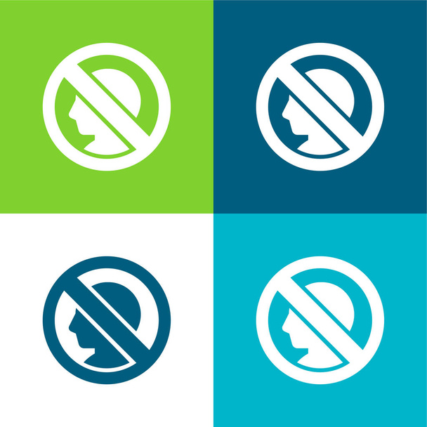 Αποκλεισμένοι επίπεδη τέσσερις χρώμα ελάχιστο σύνολο εικονιδίων - Διάνυσμα, εικόνα