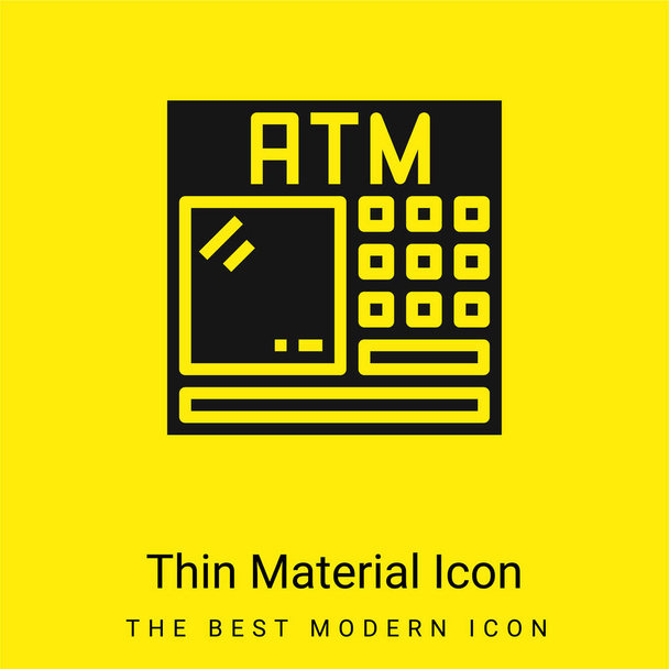 ATM minimális fényes sárga anyag ikon - Vektor, kép
