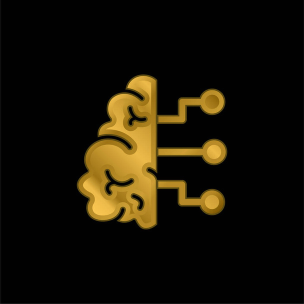 AI gold plated metalic icon or logo vector - Vector, Image