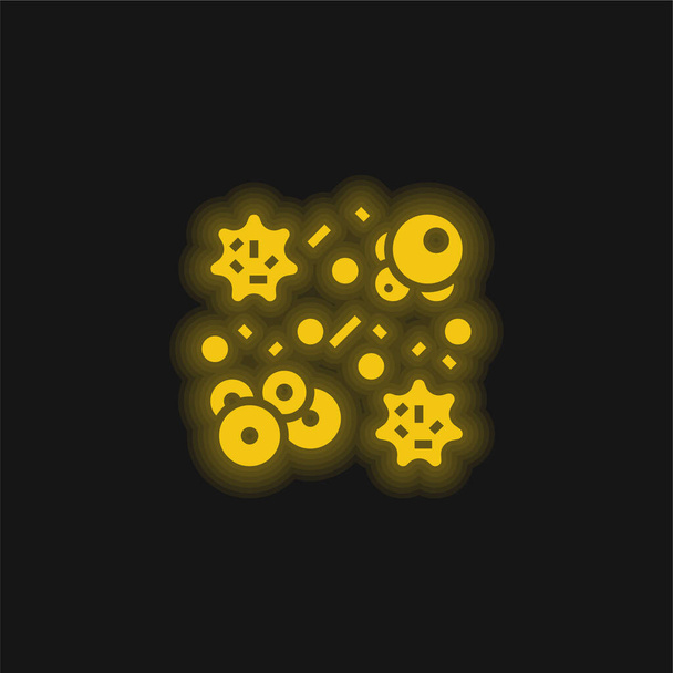 Bacteriën geel gloeiende neon icoon - Vector, afbeelding
