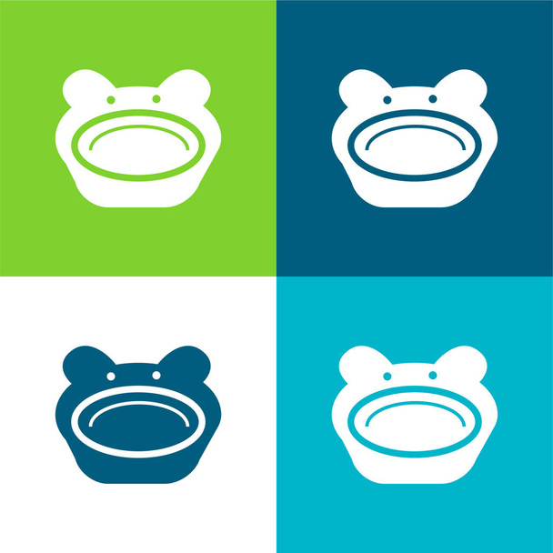 Plaque en forme d'animal pour bébé Ensemble d'icônes minimal plat de quatre couleurs - Vecteur, image