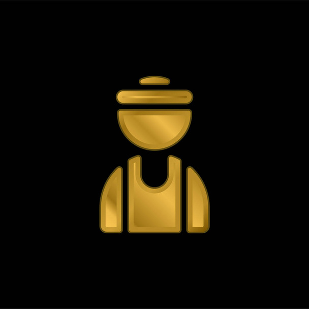 Atleta chapado en oro icono metálico o logo vector - Vector, imagen