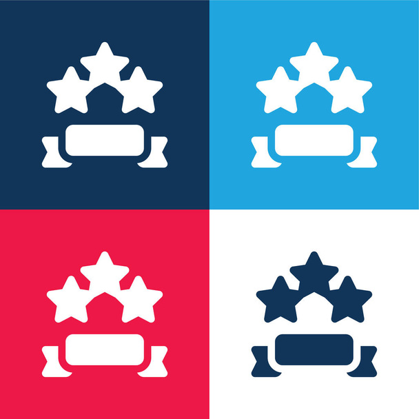 Bannière bleu et rouge ensemble d'icônes minimes quatre couleurs - Vecteur, image