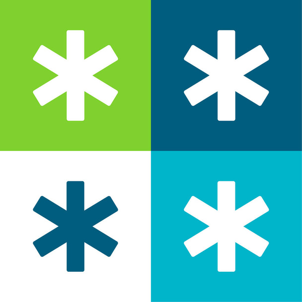 Asterisk Flat four color minimal icon set - Vector, Image