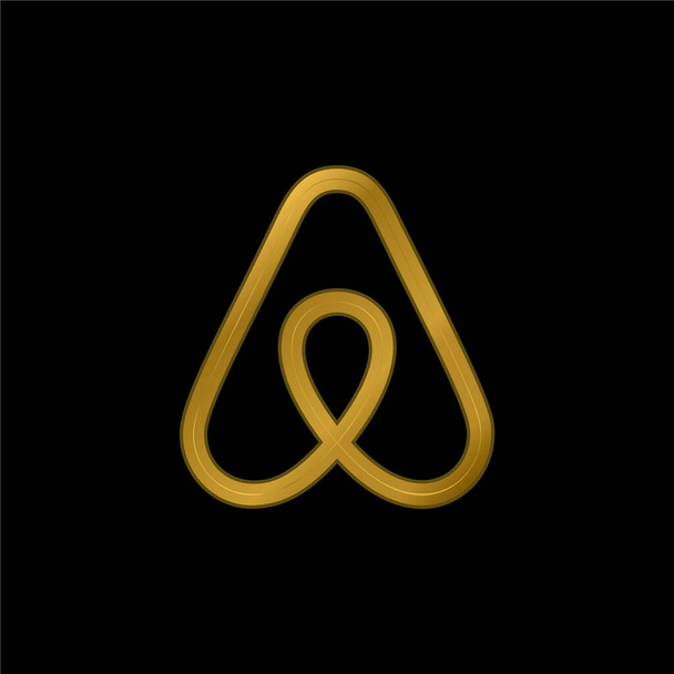 Airbnb gold plated metalic icon or logo vector - Vector, Image