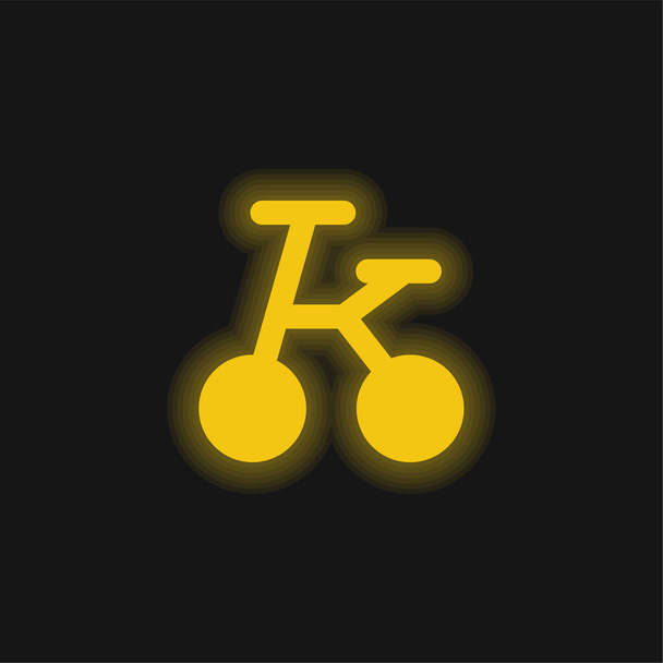 Bicyclette jaune brillant icône néon - Vecteur, image