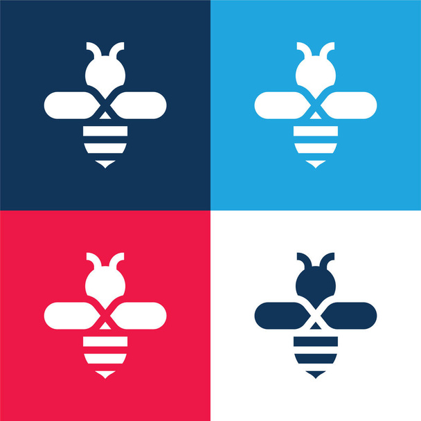 Бджолиний синій і червоний чотири кольори мінімальний набір піктограм
 - Вектор, зображення