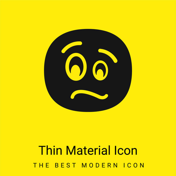 Agitated Face minimal bright yellow material icon - Vector, Image