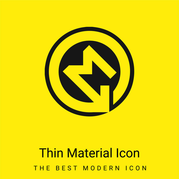 BKV Metro Logo ícone material amarelo brilhante mínimo - Vetor, Imagem