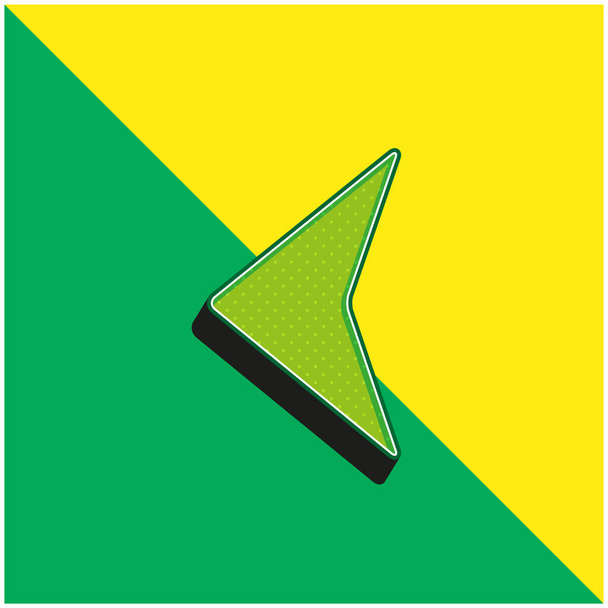 Nyíl mutat balra Zöld és sárga modern 3D vektor ikon logó - Vektor, kép