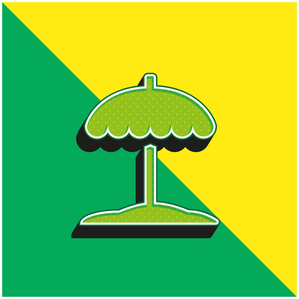 Παραλία Πράσινο και κίτρινο σύγχρονο 3d διάνυσμα εικονίδιο λογότυπο - Διάνυσμα, εικόνα