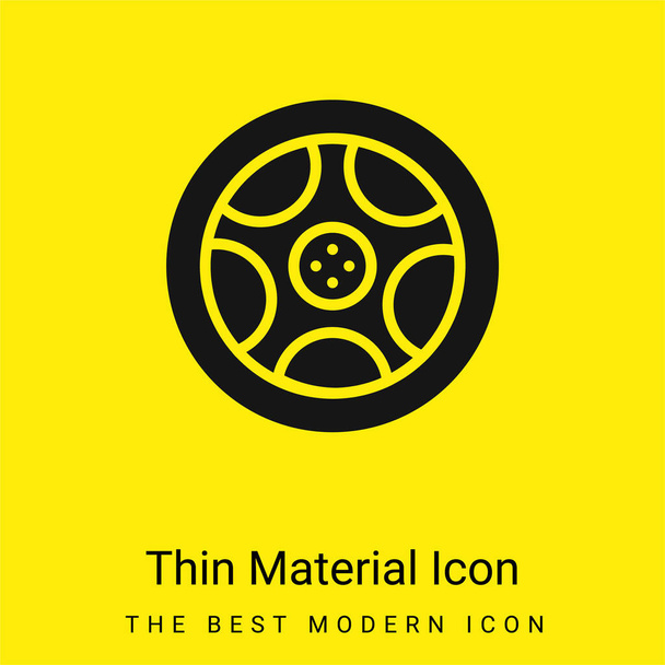 Alloy Wheel minimaalinen kirkkaan keltainen materiaali kuvake - Vektori, kuva