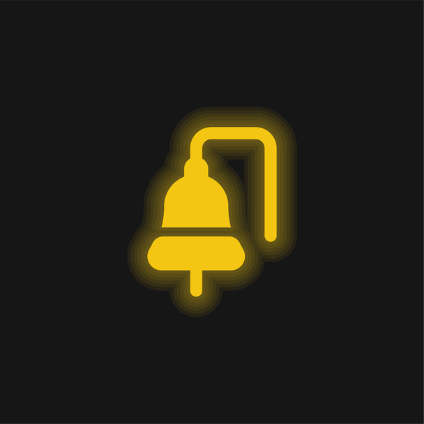 Barco Bell amarillo brillante icono de neón - Vector, Imagen