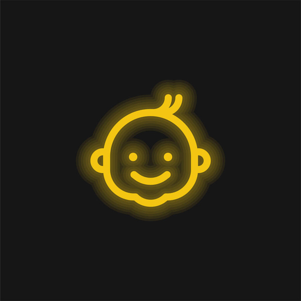 Jongen geel gloeiende neon pictogram - Vector, afbeelding