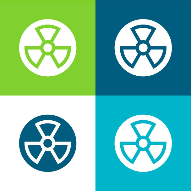 Atomový byt čtyři barvy minimální ikona nastavena - Vektor, obrázek