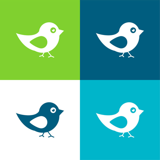 Uccello di piume in bianco e nero piatto quattro set di icone minime di colore - Vettoriali, immagini