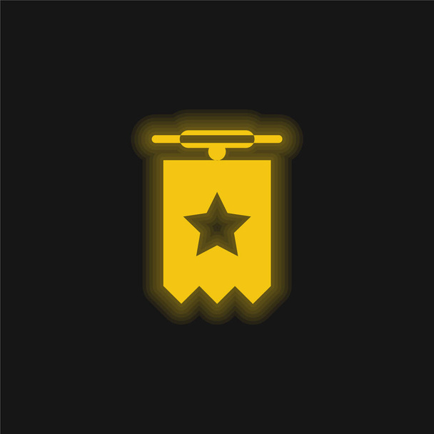 星形の黄色いネオンアイコン付きバッジ - ベクター画像
