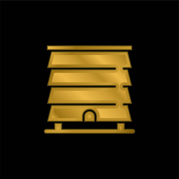 Bee Hive επιχρυσωμένο μέταλλο εικονίδιο ή το λογότυπο διάνυσμα - Διάνυσμα, εικόνα