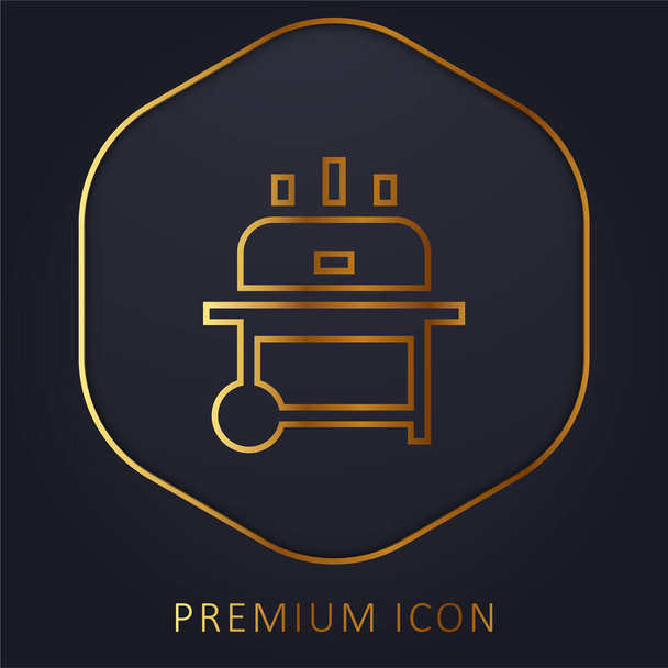 Bbq gouden lijn premium logo of pictogram - Vector, afbeelding