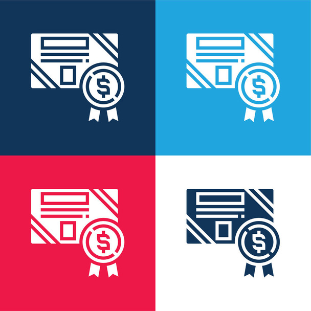 Set icona minimale a quattro colori blu e rosso - Vettoriali, immagini