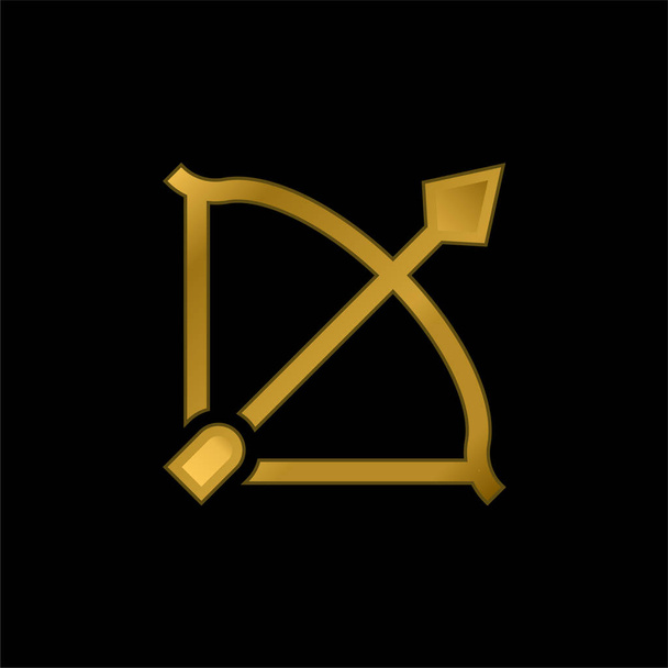 Tiro con arco chapado en oro icono metálico o logo vector - Vector, imagen