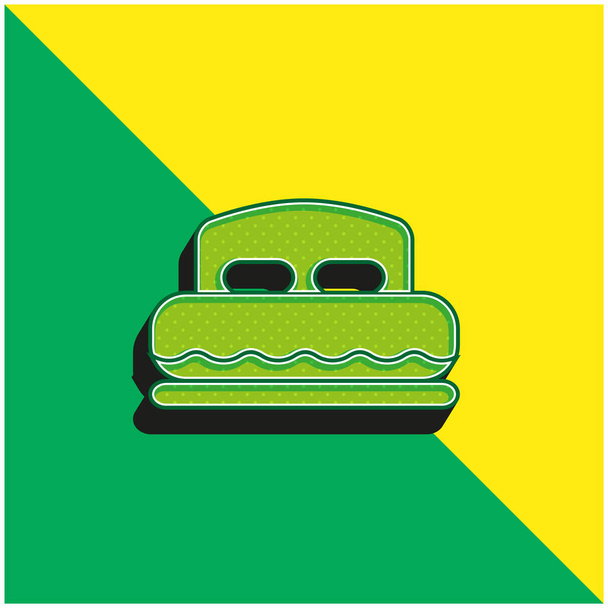 Cama para una pareja verde y amarillo moderno vector 3d icono logotipo - Vector, imagen