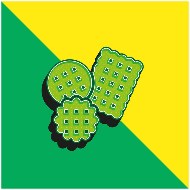 Biscuit Logo moderne vectoriel 3D vert et jaune - Vecteur, image