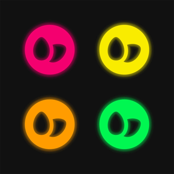 Allergenen Eieren vier kleuren gloeiende neon vector icoon - Vector, afbeelding
