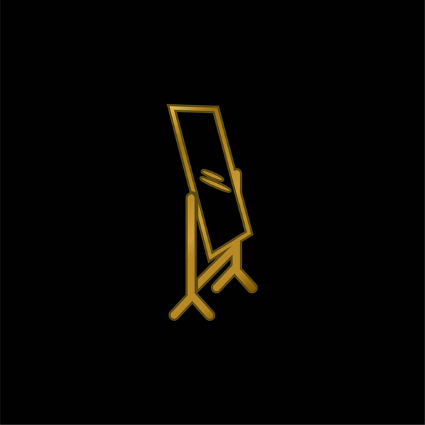 Camera da letto Specchio oro placcato icona metallica o logo vettoriale - Vettoriali, immagini