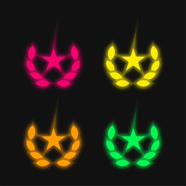 Leuchtende Neon-Vektorsymbole in vier Farben vergeben - Vektor, Bild