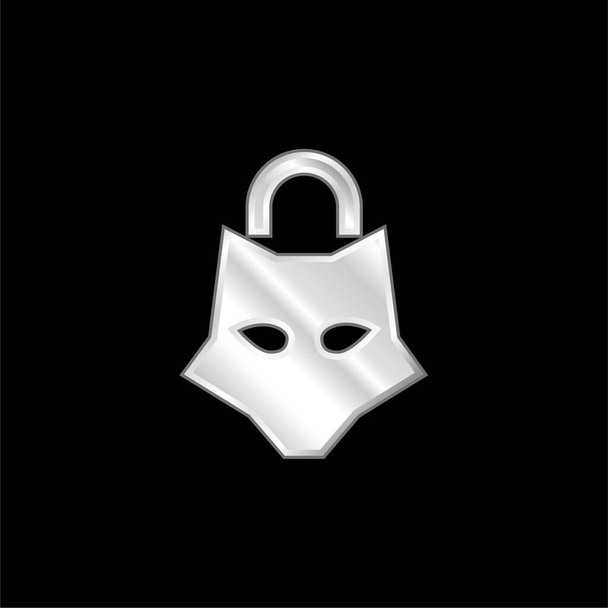 Animal Padlock postříbřená kovová ikona - Vektor, obrázek