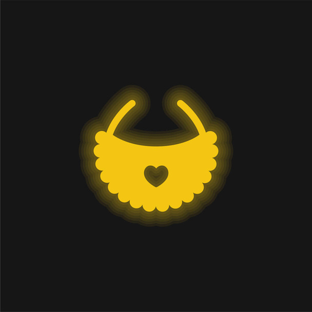 Icona al neon bavaglino giallo brillante - Vettoriali, immagini