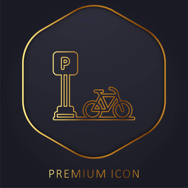 Ποδήλατο χρυσή γραμμή πριμοδότηση λογότυπο ή εικονίδιο - Διάνυσμα, εικόνα