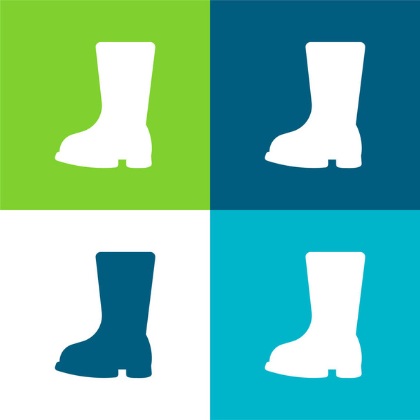 Boot Flat quatre couleurs minimum jeu d'icônes - Vecteur, image