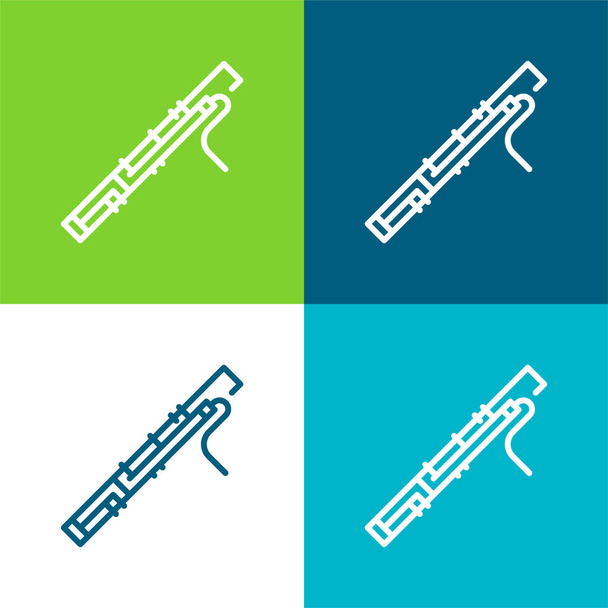 Bassoon Flat four color minimal icon set - Vector, Image