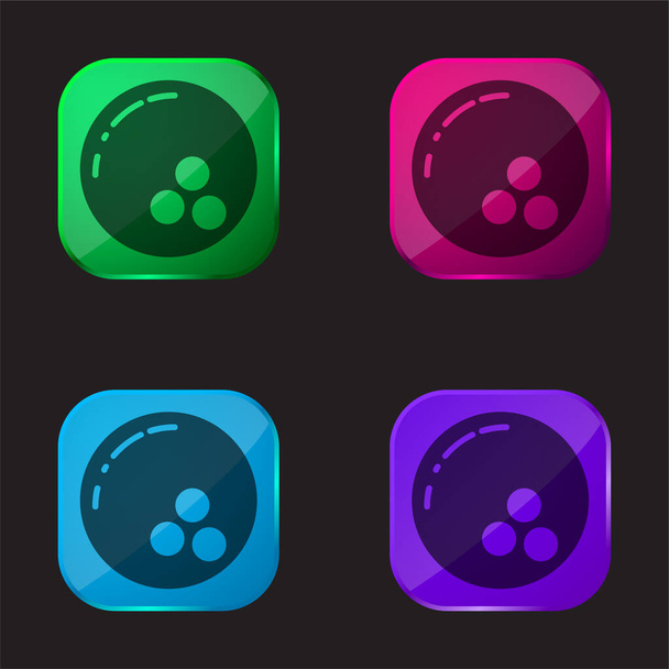Bowling icono de botón de cristal de cuatro colores - Vector, imagen